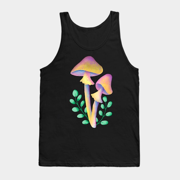 Magic Mushroom with leaves Tank Top by Lidiebug